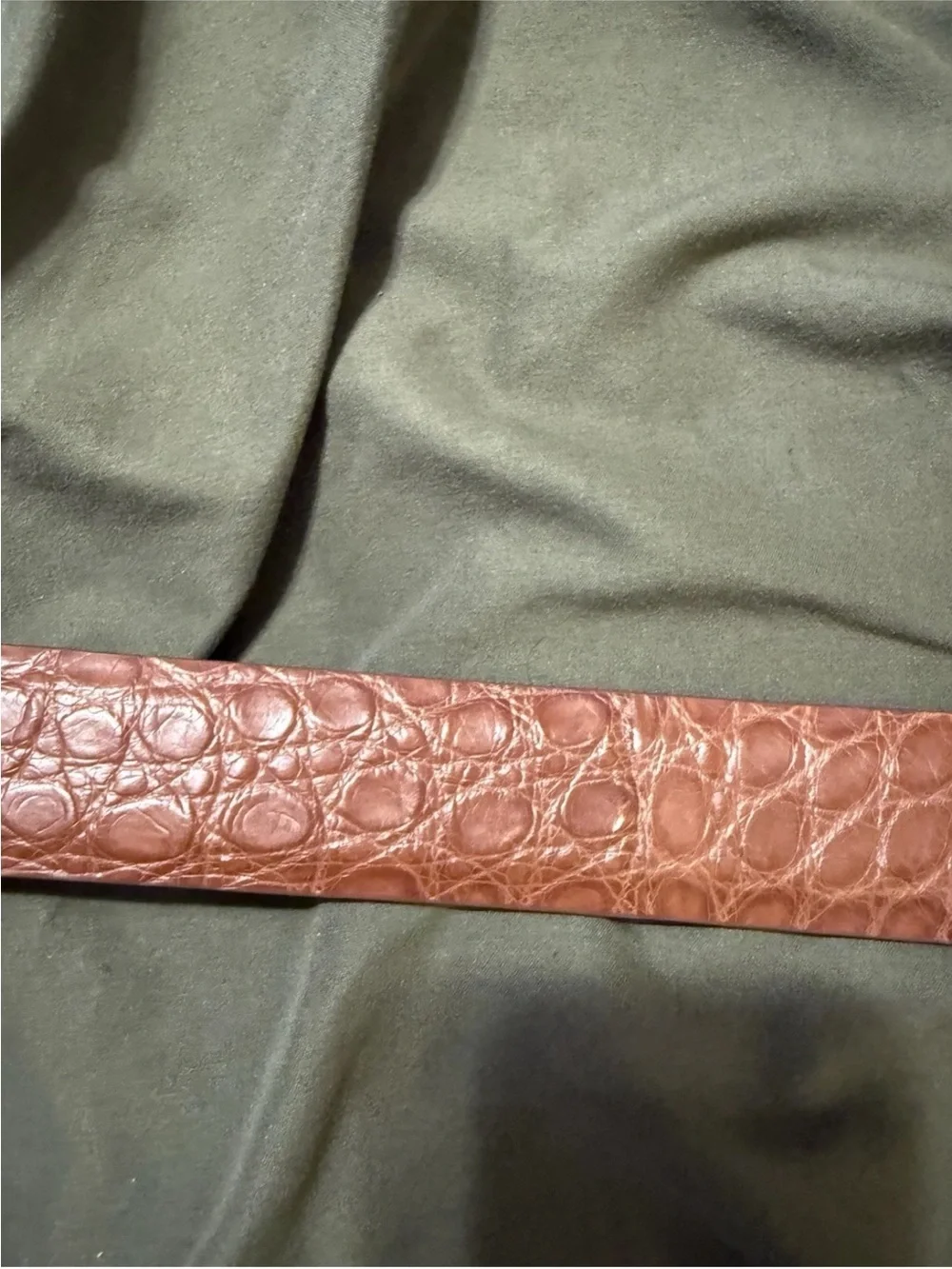 W Kleinberg Cognac Genuine Matte Alligator Belt Size 36 Brand New (2 Buckles)